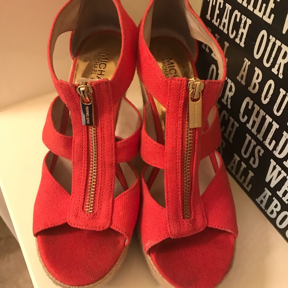 Michael Kors coral wedges size 7 cute!!!
